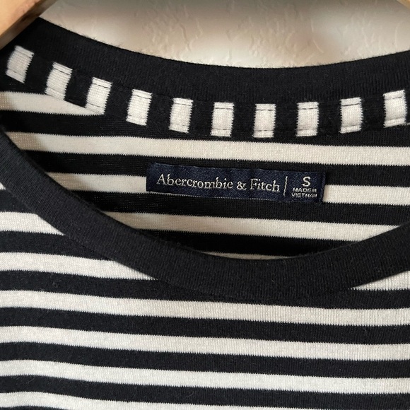 Abercrombie & Fitch Striped Long Sleeve Shirt Dress with lettuce hem, size S••• - Picture 2 of 13